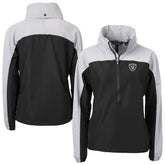 Las Vegas Raiders Cutter & Buck Women's Charter Eco Recycled Half-Zip Hooded Anorak Jacket - Black - NFL
