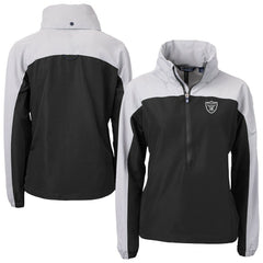 Las Vegas Raiders Cutter & Buck Women's Charter Eco Recycled Half-Zip Hooded Anorak Jacket - Black - NFL