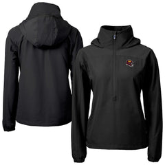 Washington Commanders Cutter & Buck Women's Charter Eco Recycled Half-Zip Hooded Anorak Jacket - Black - NFL