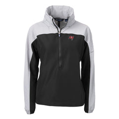 Tampa Bay Buccaneers Cutter & Buck Women's Charter Eco Recycled Half-Zip Hooded Anorak Jacket - Black - NFL
