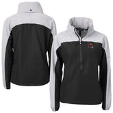 Washington Commanders Cutter & Buck Women's Charter Eco Recycled Half-Zip Hooded Anorak Jacket - Black - NFL