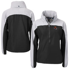 Washington Commanders Cutter & Buck Women's Charter Eco Recycled Half-Zip Hooded Anorak Jacket - Black - NFL