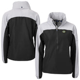 Green Bay Packers Cutter & Buck Women's Charter Eco Recycled Half-Zip Hooded Anorak Jacket - Black - NFL