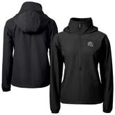 Detroit Lions Cutter & Buck Women's Charter Eco Recycled Half-Zip Hooded Anorak Jacket - Black - NFL