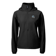 Detroit Lions Cutter & Buck Women's Charter Eco Recycled Half-Zip Hooded Anorak Jacket - Black - NFL