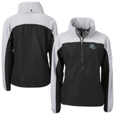 Detroit Lions Cutter & Buck Women's Charter Eco Recycled Half-Zip Hooded Anorak Jacket - Black - NFL