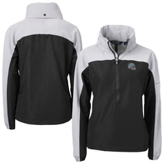 Detroit Lions Cutter & Buck Women's Charter Eco Recycled Half-Zip Hooded Anorak Jacket - Black - NFL