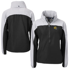 Green Bay Packers Cutter & Buck Women's Charter Eco Recycled Half-Zip Hooded Anorak Jacket - Black - NFL