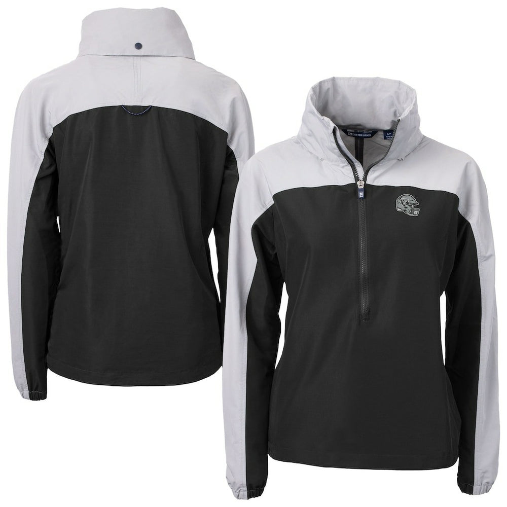 Las Vegas Raiders Cutter & Buck Women's Charter Eco Recycled Half-Zip Hooded Anorak Jacket - Black - NFL