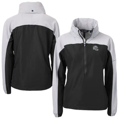 Las Vegas Raiders Cutter & Buck Women's Charter Eco Recycled Half-Zip Hooded Anorak Jacket - Black - NFL