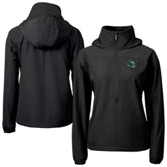 Philadelphia Eagles Cutter & Buck Women's Charter Eco Recycled Half-Zip Hooded Anorak Jacket - Black - NFL