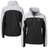 Philadelphia Eagles Cutter & Buck Women's Charter Eco Recycled Half-Zip Hooded Anorak Jacket - Black - NFL