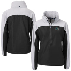 Philadelphia Eagles Cutter & Buck Women's Charter Eco Recycled Half-Zip Hooded Anorak Jacket - Black - NFL