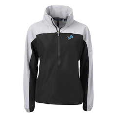 Detroit Lions Cutter & Buck Women's Charter Eco Recycled Half-Zip Hooded Anorak Jacket - Black - NFL
