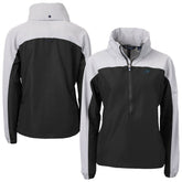 Carolina Panthers Cutter & Buck Women's Charter Eco Recycled Half-Zip Hooded Anorak Jacket - Black - NFL