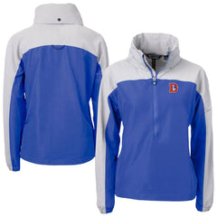 Denver Broncos Cutter & Buck Women's Charter Eco Recycled Half-Zip Hooded Anorak Jacket - Blue - NFL