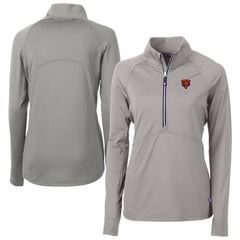 Chicago Bears Cutter & Buck Women's Adapt Eco Knit Stretch Recycled Raglan Half-Zip Top - Gray - NFL