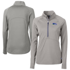 Seattle Seahawks Cutter & Buck Women's Historical Adapt Eco Knit Stretch Recycled Raglan Half-Zip Top - Gray - NFL