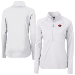 San Francisco 49ers Cutter & Buck Women's Adapt Eco Knit Stretch Recycled Raglan Half-Zip Top - White - NFL