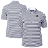 Denver Broncos Cutter & Buck Women's Virtue Eco Pique Stripe Recycled Quarter-Zip Top - Navy - NFL