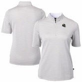 Jacksonville Jaguars Cutter & Buck Women's Virtue Eco Pique Stripe Recycled Quarter-Zip Top - Gray - NFL