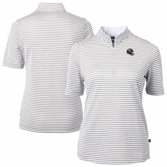 Jacksonville Jaguars Cutter & Buck Women's Virtue Eco Pique Stripe Recycled Quarter-Zip Top - Gray - NFL