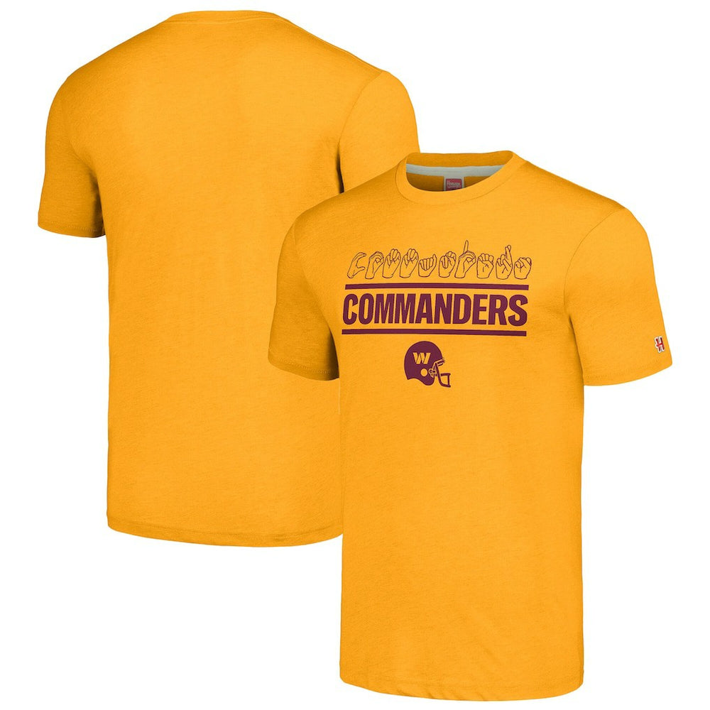 Washington Commanders Homage Unisex The NFL ASL Collection by Love Sign Tri-Blend T-Shirt - Gold - NFL