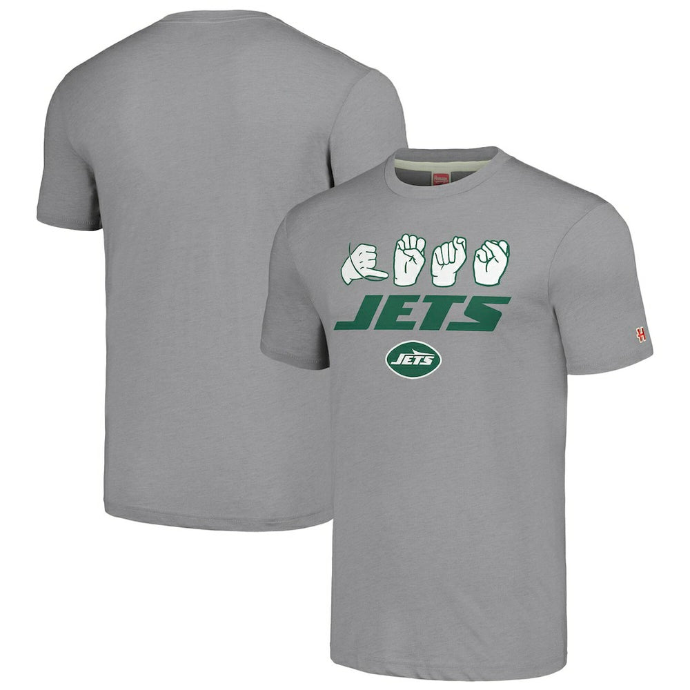 New York Jets Homage Unisex The NFL ASL Collection by Love Sign American Sign Language T-Shirt - Grey - NFL