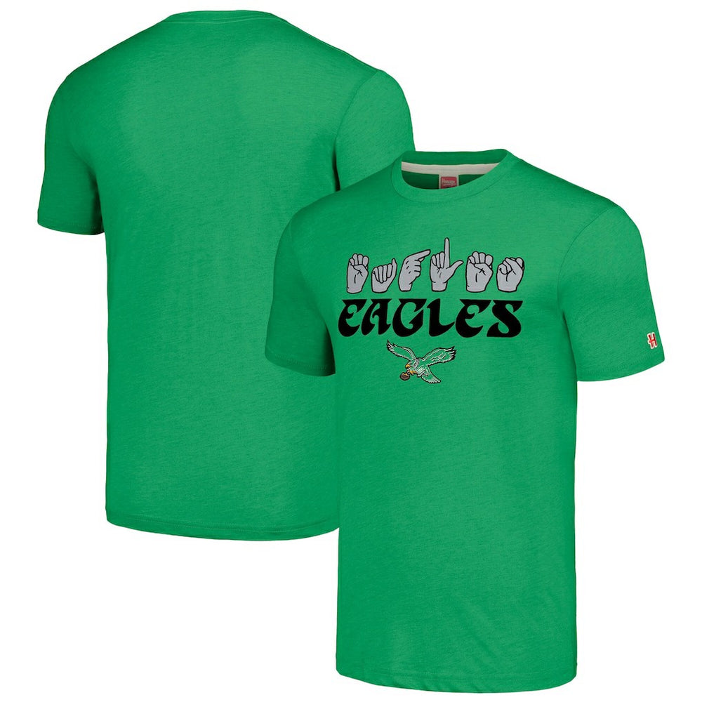 Philadelphia Eagles Homage Unisex The NFL ASL Collection by Love Sign American Sign Language T-Shirt - Green - NFL
