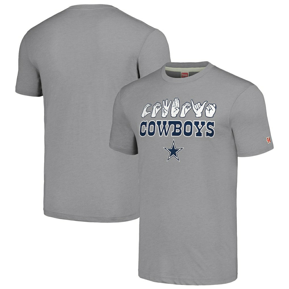 Dallas Cowboys Homage Unisex The NFL ASL Collection by Love Sign American Sign Language T-Shirt - Gray - NFL