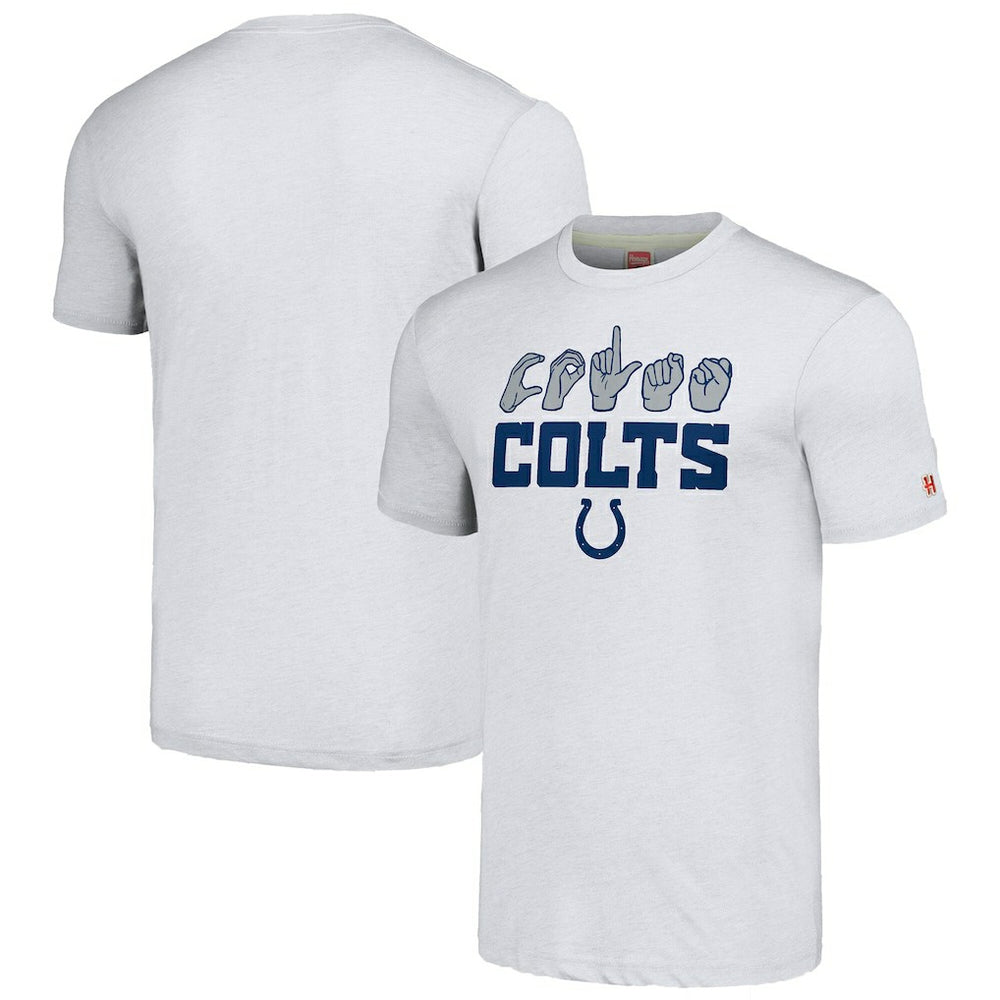 Indianapolis Colts Homage Unisex The NFL ASL Collection by Love Sign American Sign Language T-Shirt - Ash - NFL