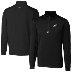 Philadelphia Eagles Cutter & Buck Traverse Stretch Quarter-Zip Top - Black - NFL