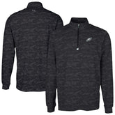 Philadelphia Eagles Cutter & Buck Traverse Camo Print Stretch Quarter-Zip Top - Black - NFL