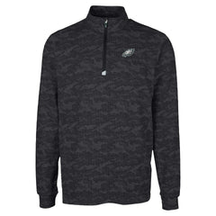 Philadelphia Eagles Cutter & Buck Traverse Camo Print Stretch Quarter-Zip Top - Black - NFL