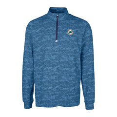 Miami Dolphins Cutter & Buck Traverse Camo Print Stretch Quarter-Zip Top - Navy - NFL