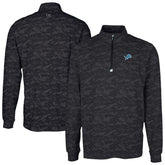 Detroit Lions Cutter & Buck Traverse Camo Print Stretch Quarter-Zip Top - Black - NFL