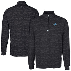 Detroit Lions Cutter & Buck Traverse Camo Print Stretch Quarter-Zip Top - Black - NFL