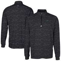 Carolina Panthers Cutter & Buck Traverse Camo Print Stretch Quarter-Zip Top - Black - NFL