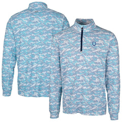 Indianapolis Colts Cutter & Buck Traverse Camo Print Stretch Quarter-Zip Pullover Top - Blue - NFL