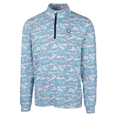 Indianapolis Colts Cutter & Buck Traverse Camo Print Stretch Quarter-Zip Pullover Top - Blue - NFL