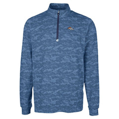 Denver Broncos Cutter & Buck Traverse Camo Print Stretch Quarter-Zip Top - Navy - NFL