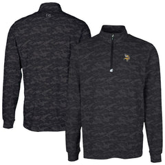 Minnesota Vikings Cutter & Buck Traverse Camo Print Stretch Quarter-Zip Top - Black - NFL