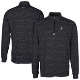 New Orleans Saints Cutter & Buck Traverse Camo Print Stretch Quarter-Zip Top - Black - NFL
