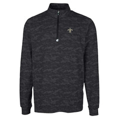 New Orleans Saints Cutter & Buck Traverse Camo Print Stretch Quarter-Zip Top - Black - NFL