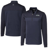 Seattle Seahawks Cutter & Buck Traverse Stripe Stretch DryTec Quarter-Zip Top - Navy - NFL
