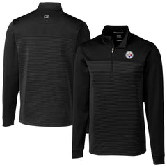 Pittsburgh Steelers Cutter & Buck Traverse Stripe Stretch DryTec Quarter-Zip Top - Black - NFL