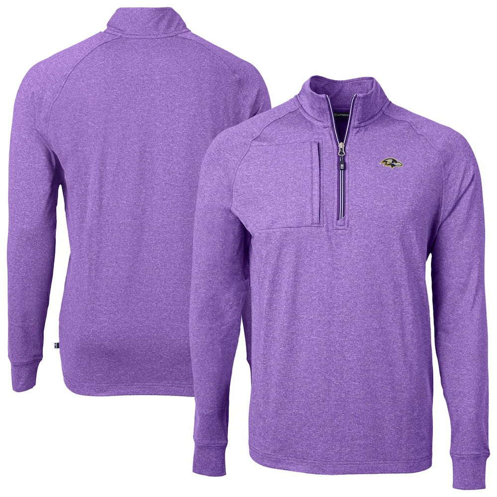 Baltimore Ravens Cutter & Buck Adapt Eco Raglan Quarter-Zip Jacket - Heather Purple - NFL