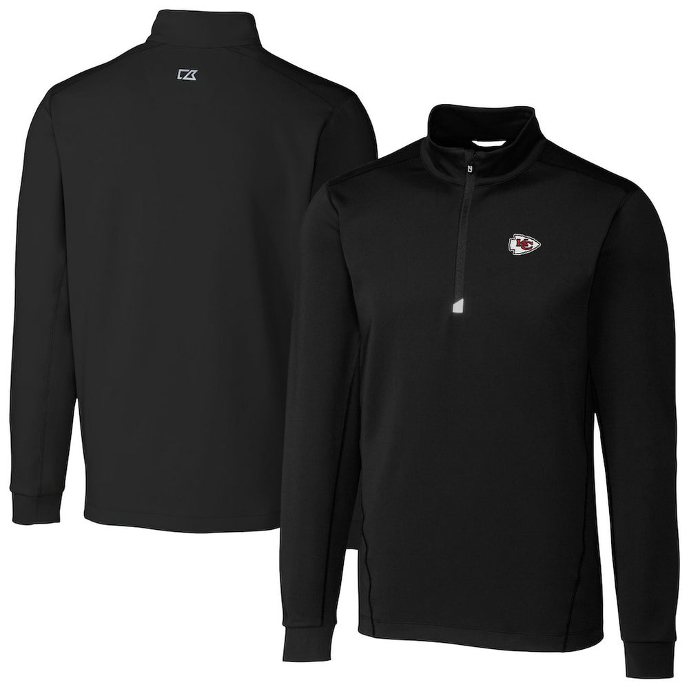Kansas City Chiefs Cutter & Buck Big & Tall Traverse Eco Tri-Blend DryTec Quarter-Zip Jacket - Black - NFL