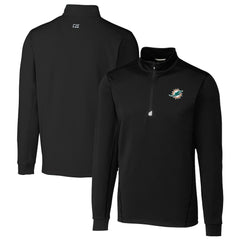 Miami Dolphins Cutter & Buck Big & Tall Traverse Eco Tri-Blend DryTec Quarter-Zip Jacket - Black - NFL