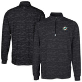 Miami Dolphins Cutter & Buck Big & Tall Traverse Eco Camo Tri-Blend DryTec Quarter-Zip Jacket - Black - NFL